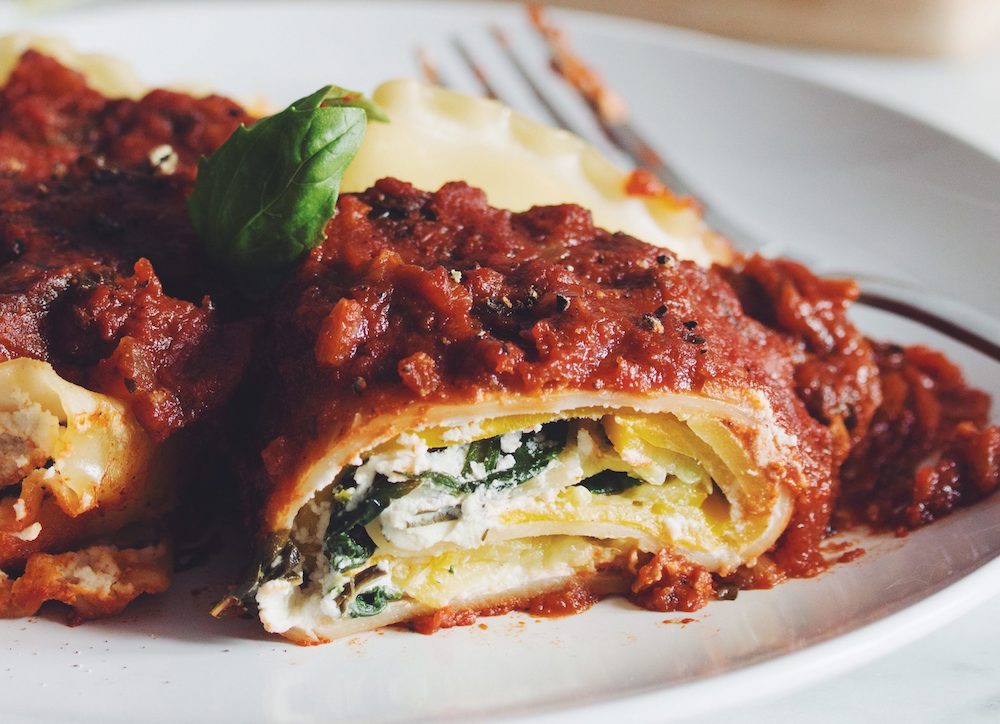 Spinach & Ricotta Lasagne Rolls